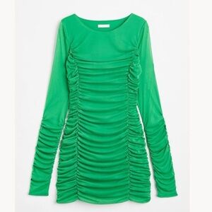 H&M Elegant Green Ruched Dress